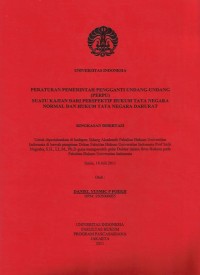 Image of Peraturan Pemerintah Pengganti Undang-Undang (Perpu) : suatu kajian dari perspektif hukum tata negara normal dan hukum negara darurat