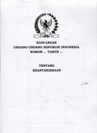 Image of Rancangan Undang-Undang Republik Indonesia nomor ... tahun ... tentang keantariksaan
