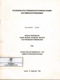 Image of Keterpaduan upaya peningkatan pertumbuhan ekonomi dan peningkatan pembangunan