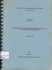 Image of Studi penyediaan energi panas bumi dan kebutuhan listrik di Indonesia sampai tahun 2010