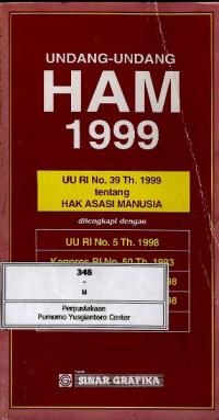 Image of Undang-Undang HAM 1999 : UU RI no. 39 th.1999 tentang HAM
