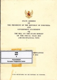 Image of State address of the President of the Republic of Indonesia and government statement on the bill on the state budget of the fiscal year 2003 and its financial note before the House of Represantatives on 16 th August 2002