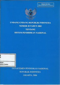 Image of Undang-Undang Republik Indonesia nomor 20 tahun 2003 tentang sistem pendidikan nasional