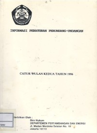 Image of Informasi peraturan perundang-undangan : catur wulan kedua tahun 1996