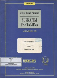 Image of Transparansi : kursus kader pimpinan suskapim Pertamina angkatan III-1994