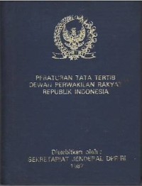 Image of Peraturan tata tertib Dewan Perwakilan Rakyat Republik Indonesia