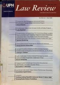 Image of Law review Vol.VIII No.3 Maret 2009