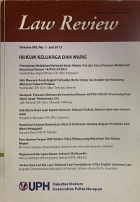 Image of Law Review: Volume XIII, No. 1 - Juli 2013