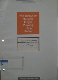 Image of Pola kebijaksanaan serta hasil pembangunan ekonomi tahun 1967-90 : pembangunan nasional jangka panjang tahap ke dua